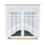 shumee Demetria - Že izdelana žakard zavesa z izrezom na dnu - 300x160 cm - bela