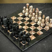 Šah Set Marble Black & Pink 40 x 40 cm