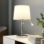 Namizna svetilka Lindby Benjiro, bela, tekstilna, bralna svetilka, 52 cm - Dnevna soba/jedilnica - Sodobni - bela, krom - Tkanine/tekstil