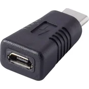 renkforce USB 2.0 adapter [1x USB-C™ vtič - 1x USB 2.0 vtičnica Micro-B] črne barve s pozlačenimi vtičnimi kontakti renkforce