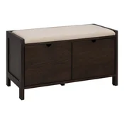 Omarica za čevlje iz masivnega hrasta s klopjo v temni naravni barvi 80x47x41 cm Hillmond – Rowico