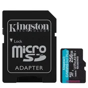 Kingston MicroSD 256GB, Canvas Go! Plus, Class10 UHS-I U3 V30 A2, w/SD adapter ( SDCG4/256GB )