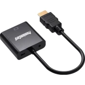 PremiumCord Pretvornik HDMI v VGA s 3,5-milimetrskim stereo priključkom - črn