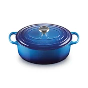Casserole kozica SIGNATURE 29 cm, 4,7 l, ovalna, AZURE, lito železo, Le Creuset