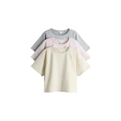 The Set Majica pastelno rumena/siva/rosé