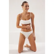 Trendyol Blue Strapless Textured Bikini Set
