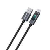 DUDAO Kabel L7T USB-A - USB-C 66 W z LED-zaslonom 1 m - črn