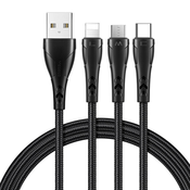 Mcdodo Kabel 3v1 USB v USB-C/Lightning/Micro USB, Mcdodo CA-6960, 1,2 m (črn), (20636247)
