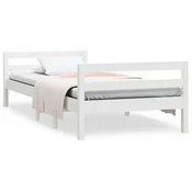 Greatstore Posteljni okvir bel 75x190 cm trdna borovina