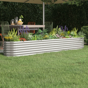 Povišena vrtna gredica od pocincanog celika 260 x 40 x 36 cm srebrna