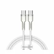 Baseus Cafule Metal Series pleten USB-C v USB-C kabel 100W bele barve dolžine 1m