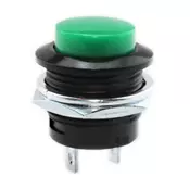 Taster plasticni 3A/250V zeleni okrugli, fi=15mm