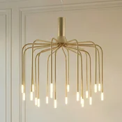 Lucande LED-visoka svetilka Ariadne, O 57 cm, mat zlata, 20-žarilna - Dnevna soba/jedilnica - Sodobni - zlata, bela - Kovina
