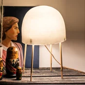 Namizna svetilka Foscarini Kurage iz papirja washi - Dnevna soba/jedilnica - Dizajn - bela, naravni les