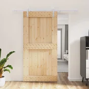 vidaXL Drsna vrata Naravna in bela 100 x 210 cm Masiven borov les
