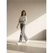 Sinsay - Wide straight leg teksas pantalone sa efektom ispranosti - sivo
