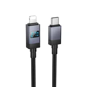 Hoco USB-C–Lightning kabel Hoco PD 27 W z zaslonom, 1 m, X118, črn