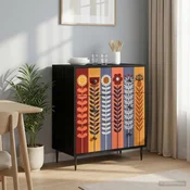 vidaXL Predalni šafka ESSEN Natisnjen sončnicami 66 x 36,5 x 76 cm