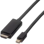 ROLINE Roline Mini-DisplayPort / HDMI adapterski kabel mini DisplayPort vtič\, HDMI-A vtič 3.00 m črna 11.04.5797 zaščiten DisplayPort kabel, (20415477)