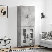 Vidaxl Visoka komoda betonsko siva 69,5x34x180 cm inženirski les