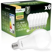 LUMILED 6x LED žarnica E27 A70 18W = 150W 2430lm 3000K Topla svetloba 260°
