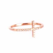 Memoire Zircon Cross Prsten - Rose Gold Plated