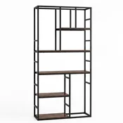 Costway 5-nadstropna knjižna polica 30x90x180 cm rustikalno rjava