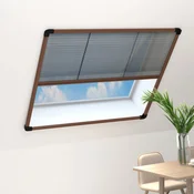 vidaXL Plise komarnik za okna aluminij rjav 120x120 cm