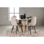 Venture Design Jedilna miza in stol Olivia, miza 110x75 cm, beljen les in bež