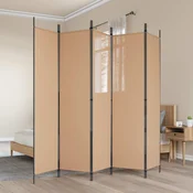 5-Panelni Pregradivac Bež 250 x 200 cm Tkanina