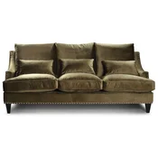 Casa Padrino luxury sofa olive green/black 220 x 90 cm - Living room sofa - Living room furniture - Luxury furniture - Living room furnishings - Luxury furnishings