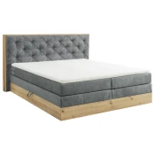 Esposa POSTELJA BOXSPRING 180 cm  x 200 cm , tekstil, leseni material siva, naravne barve