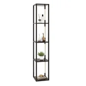 Costway Stojalna svetilka z regalom 163 cm rjava s 3-stopenjskim zatemnjevanjem LED luči