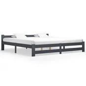 shumee vidaXL Posteljni okvir temno siv masiven borov les 200 x 200 cm