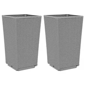 Vidaxl Vrtna cvetlična korita 2 kosa svetlo siva 32,5x32,5x57 cm PP