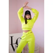 Insulated set with a short pistachio sweatshirt