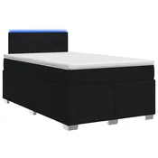 vidaXL Postelja boxspring z vzmetnico Črna 120 x 190 cm Blago