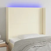 LED posteljno vzglavje krem 93x16x118/128 cm umetno usnje