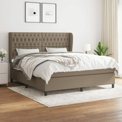 Greatstore Box spring postelja z vzmetnico taupe 180x200 cm blago