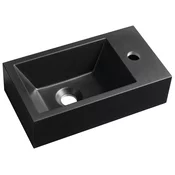 AMAROK Cultured Marble Washbasin 40x22cm, right, black matt - Črna - 40x11x22 cm - Sapho - SMALL - 24 - Liti marmor - Pravokotnik - 400 - 110 - 220 - 14