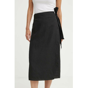 Lanena suknja Marc OPolo boja: crna, midi, ravna, 404064520219