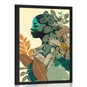 Plakat ženska obdana z listi - 30x45 white