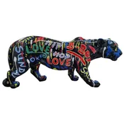 Casa Padrino luxury decorative sculpture panther black/colorful 80 x H. 35 cm - Large decorative figure - XXL decorative sculpture - XXL decorative figure - Luxury XXL figures