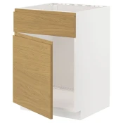 METOD Pod.elem.sudop. s vratima/frontom, bela/Voxtorp im. hrastovine, 60x60 cm