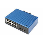 Industrial 8+2-Port Fast Ethernet PoE Switch 8 Port PoE FE RJ45, 2 GE SFP Ports