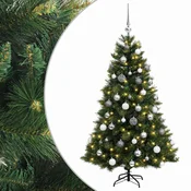 Vidaxl Umetna božična jelka z bučko 150 cm 150 LED Toplo bela
