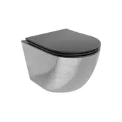 Mexen Lena wc školjka Rimless z deskou s počasnim padcem slim, duroplast, črna mat/srebrna vzorec luske - 30224072