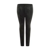 Womens washed trousers made of artificial leather black
