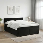 vidaXL Postelja boxspring z vzmetnico Črna 160 x 200 cm Žamet