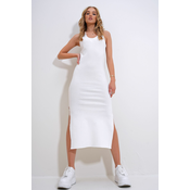 Trend Alacati Stili Ženska haljina ALC-X12348, Midi, Bela
